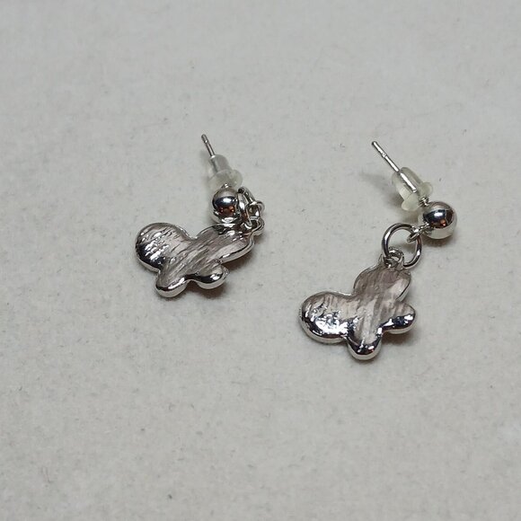 NWOT Fashion Jewelry Silver Tone Pink Butterfly Stud Earrings #1 - Picture 2 of 8